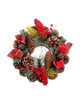 Coroa de Natal Vermelho Multicolor PVC Abacaxis 22 x 22 x 10 cm