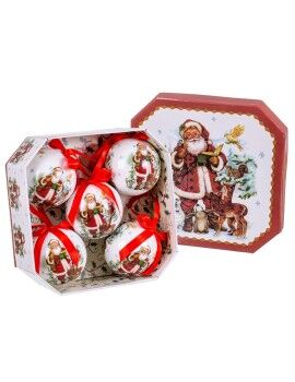 Bolas de Navidad Multicolor Papel Polyfoam Papá Noel 7,5 x 7,5 x 7,5 cm (5 Unidades)