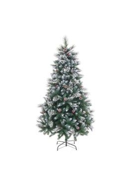 Árvore de Natal Branco Vermelho Verde Natural PVC Metal Polietileno 150 cm