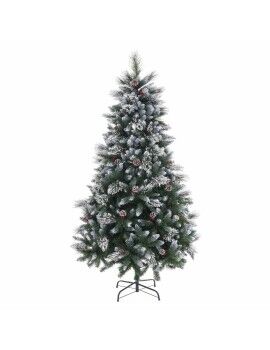 Árvore de Natal Branco Vermelho Verde PVC Metal Polietileno Nevado 210 cm