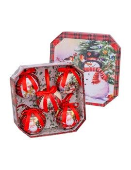 Bolas de Natal Vermelho Multicolor Papel Polyfoam Boneco de neve 7,5 x 7,5 x 7,5 cm (5 Unidades)