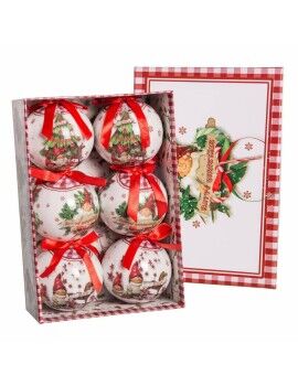 Bolas de Natal Vermelho Multicolor Papel Polyfoam 7,5 x 7,5 x 7,5 cm (6 Unidades)