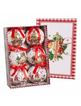 Bolas de Navidad Rojo Multicolor Papel Polyfoam 7,5 x 7,5 x 7,5 cm (6 Unidades)