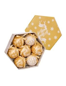 Bolas de Natal Dourado Papel Polyfoam Veado 7,5 x 7,5 x 7,5 cm (7 Unidades)
