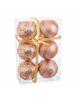 Bolas de Natal Cor de Rosa Plástico Espiral 8 x 8 x 8 cm (6 Unidades)