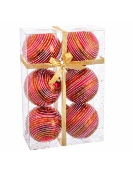 Bolas de Natal Vermelho Plástico Espiral 8 x 8 x 8 cm (6 Unidades)