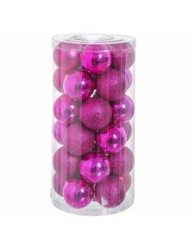 Bolas de Natal Fúcsia Plástico Purpurina 6 x 6 x 6 cm (30 Unidades)