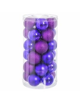 Bolas de Natal Roxo Plástico Purpurina 6 x 6 x 6 cm (30 Unidades)