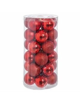 Bolas de Natal Vermelho Plástico Purpurina 6 x 6 x 6 cm (30 Unidades)