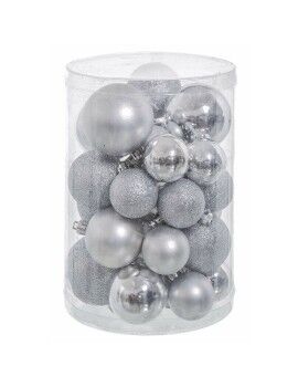 Bolas de Natal Prateado Plástico Purpurina 12,5 x 12,5 x 27 cm (27 Unidades)