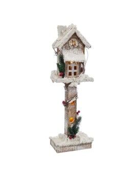 Adorno Navideño Blanco Beige Madera Casa 15 x 9 x 50 cm