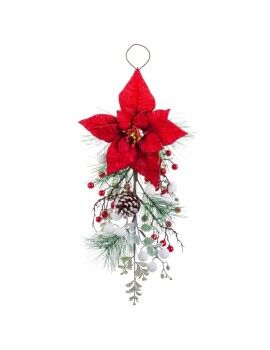 Colgador para Puertas Navidad Rojo Multicolor Plástico Tejido Piñas 60 cm