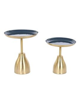Conjunto de 2 mesas Home ESPRIT Azul Dourado 40,5 x 40,5 x 48 cm