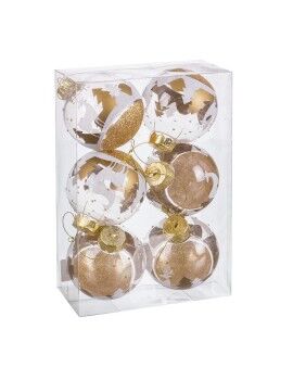 Bolas de Natal Dourado Plástico 8 cm (6 Unidades)