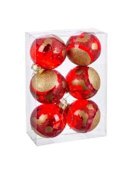 Bolas de Natal Vermelho Plástico 8 cm (6 Unidades)