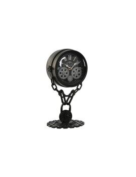 Reloj de Mesa Home ESPRIT Negro Plateado Metal Cristal 18 x 17 x 33 cm