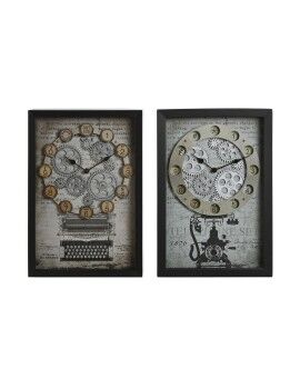 Relógio de Parede Home ESPRIT Amarelo Branco Preto Cinzento Metal Cristal Vintage 27,5 x 6,5 x...