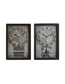 Reloj de Pared Home ESPRIT Amarillo Blanco Negro Gris Metal Cristal Vintage 27,5 x 6,5 x 40,5 cm...