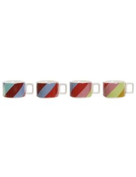 Juego de Tazas de Café DKD Home Decor Blanco Multicolor Marrón claro Metal Bambú Dolomita Moderno...