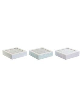 Caja para Infusiones DKD Home Decor Azul Blanco Verde Lila Metal Cristal Madera MDF (3 Unidades)