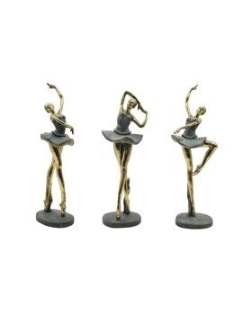 Figura Decorativa Home ESPRIT Gris Dorado Bailarina Ballet 15 x 10 x 43 cm (3 Unidades)