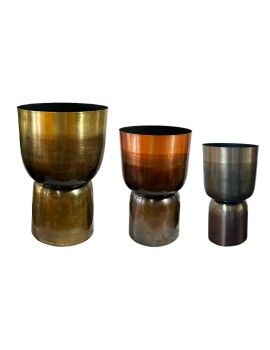 Conjunto de vasos Home ESPRIT Cinzento Cobre Dourado Metal 40 x 40 x 62 cm