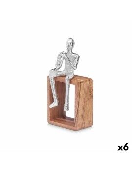 Figura Decorativa Saxofone Prateado Madeira Metal 13 x 27 x 13 cm