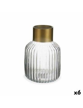 Vaso Transparente Dourado Vidro 14,5 x 22 x 14,5 cm (6 Unidades)