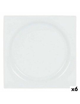 Plato de Postre Inde Zen Porcelana Blanco 18 x 18 x 2,5 cm (6 Unidades)