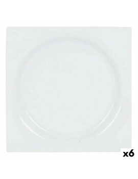 Prato de Sobremesa Inde Zen Porcelana Branco 18 x 18 x 2,5 cm (6 Unidades)