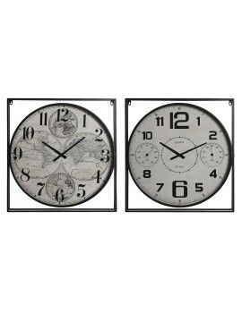 Relógio de Parede Home ESPRIT Branco Preto Metal Madeira MDF 62 x 6 x 65 cm (2 Unidades)
