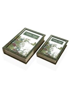 Caixa Decorativa Versa Flower Atlas Livro Tela Espelho Madeira MDF 7 x 30 x 21 cm