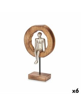 Figura Decorativa Sentado Prateado Metal 15,5 x 27 x 8 cm (6 Unidades)