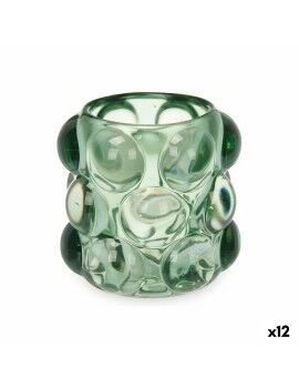 Castiçais Microesferas Verde Cristal 8,4 x 9 x 8,4 cm (12 Unidades)
