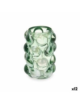Castiçais Microesferas Verde Cristal 8,4 x 12,5 x 8,4 cm (12 Unidades)