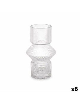 Vaso Riscas Transparente Cristal 9,5 x 16,5 x 9,5 cm (8 Unidades)