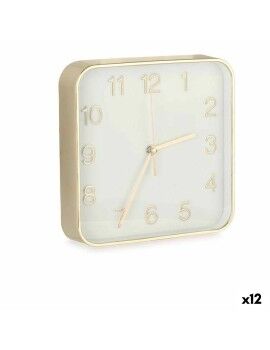 Relógio de Parede Quadrado Dourado Vidro Plástico 19 x 19 x 3,5 cm (12 Unidades)