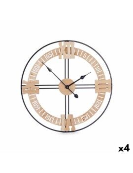 Relógio de Parede Preto Metal Madeira MDF 60 x 60 x 5 cm (4 Unidades)