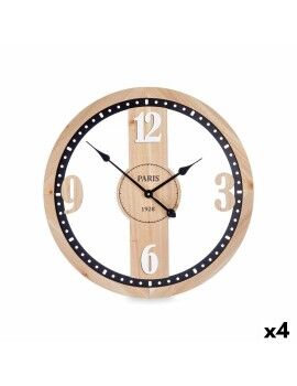 Relógio de Parede Preto Metal Madeira MDF 60 x 60 x 4,5 cm (4 Unidades)