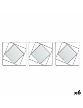 Jogo de Espelhos Quadrado Abstrato Prateado Polipropileno 78 x 26 x 2,5 cm (6 Unidades)