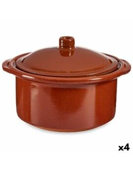 Olla con Tapa Barro cocido 1,5 L 22 x 14,5 x 20 cm (4 Unidades)