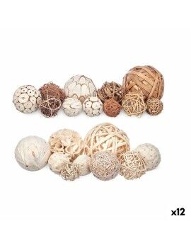 Conjunto de bolas decorativas Branco Castanho (12 Unidades)