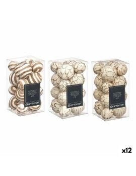 Conjunto de bolas decorativas Castanho Branco (12 Unidades)