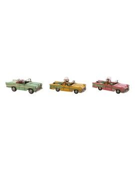 Figura Decorativa Home ESPRIT Carro Amarelo Cor de Rosa Vintage 26 x 11 x 9 cm (3 Unidades)