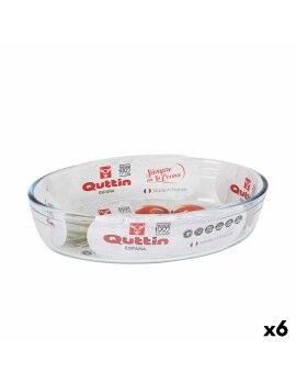 Fuente para Horno Quttin   Vidrio Ovalado 1,8 L 26,2 x 17,8 x 6,1 cm (6 Unidades)