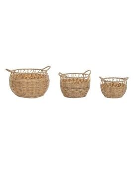 Juego de Cestas DKD Home Decor Natural Metal Polietileno 38 x 38 x 34 cm 38 x 38 x 27 cm 3 Piezas