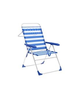 Cadeira de Campismo Acolchoada Marbueno Riscas Azul Branco 59 x 97 x 61 cm