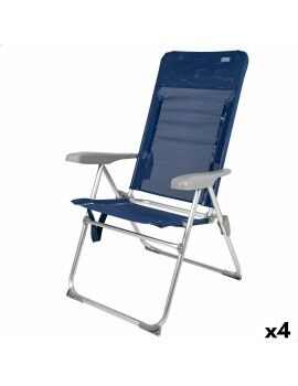 Cadeira de Praia Aktive Slim Dobrável Azul Marinho 47 x 107 x 66 cm (4 Unidades)