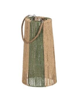 Farol Portavelas Farol Verde Beige Metal Papel Cristal 25 x 25 x 50 cm