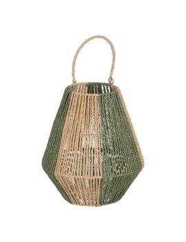 Farol Portavelas Farol Verde Beige Metal Papel Cristal 27 x 27 x 30 cm